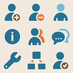 Users web icons vintage color series