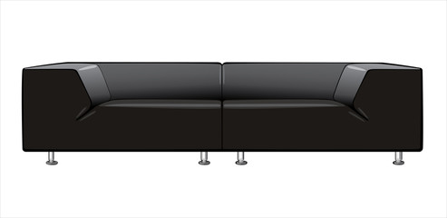 vector cartoon black couch isolated on white background