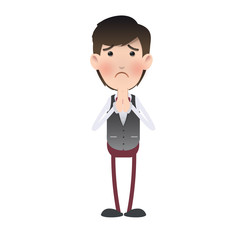 Man pleading over white background.