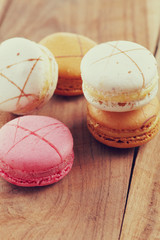 Macarons on wood a