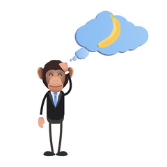 business monkey thinking in a banana