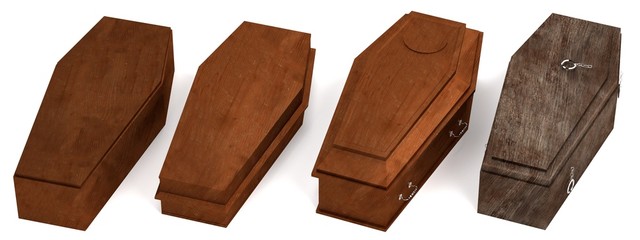 realistic 3d render of coffins