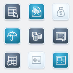 Banking web icon set, square buttons