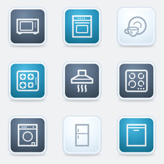 Home appliances web icon set, square buttons