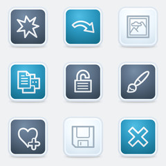 Image viewer web icon set 2, square buttons