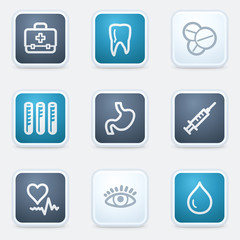 Medicine web icon set 1, square buttons