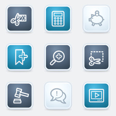 Shopping web icon set 3, square buttons