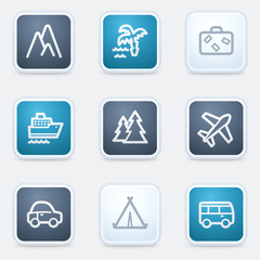 Travel web icon set 1, square buttons