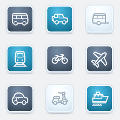 Transport web icon set, square buttons