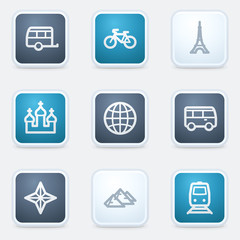 Travel web icon set 2, square buttons