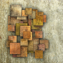 3d fragmented multiple color square tile grunge pattern backdrop
