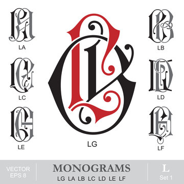 Vintage Monograms LG LA LB LC LD LE LF