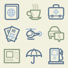Travel web icons, money color set