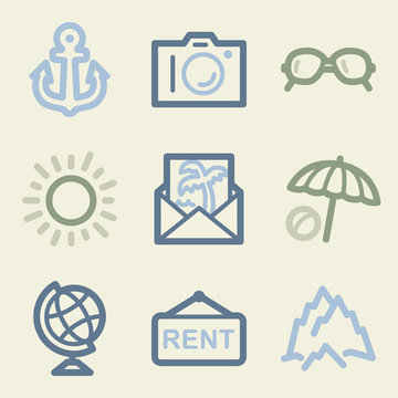 Travel web icons, money color set