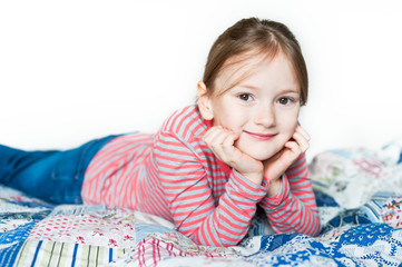 Beautiful little girl resting at home © annanahabed
