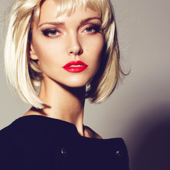 Beautiful girl with makeup portrait in the studio