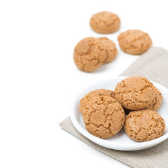 biscotti cookies in a bowl isolated on white