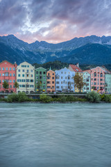 Fototapeta na wymiar Inn river on its way through Innsbruck, Austria.