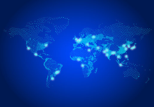 world population map lights