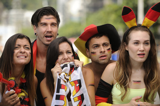 Happy group of astonish German sport soccer fans