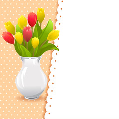 card vase with tulips