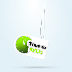 Vector stick label with clock time to. icon