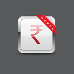 Indian Rupee Sign Vector Icon Button