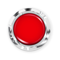 Fototapeta Big red button with metallic border obraz