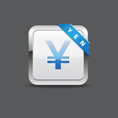 Yen Sign Vector Icon Button