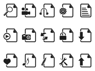black Files and Documents icons set
