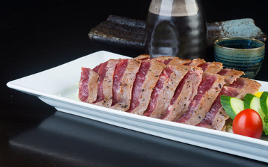 japanese cuisine. sashimi on the background