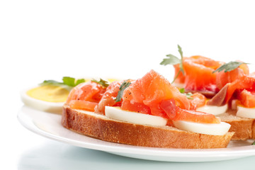 sandwich with egg and salmon