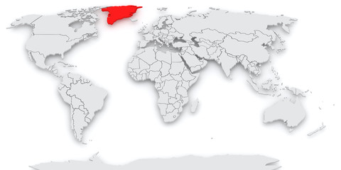 Map of the world. Greenland.
