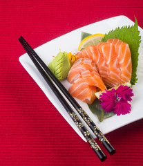 japanese cuisine. sashimi on the background
