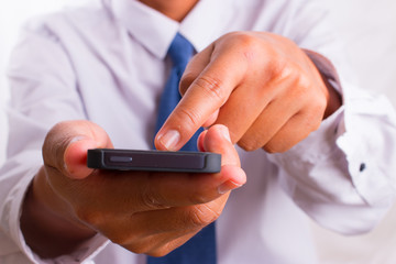 Man using smart phone
