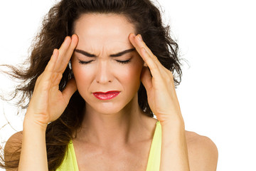 Close-up of woman with bad headache