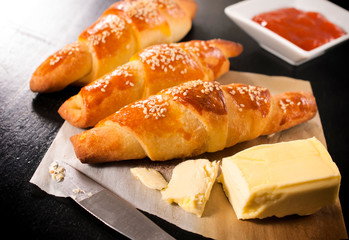 Stuffed mini croissants