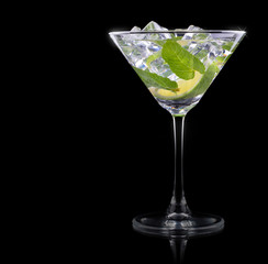 Cocktail mojito on a black