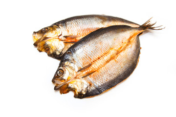 Kippers isolated on a white studio background.