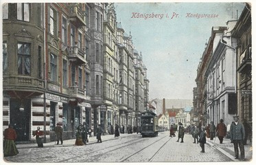 Königsberg i. Pr., Königstraße 1914 (hist. Postkarte) - obrazy, fototapety, plakaty