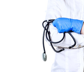 Doctor with endoscope isolated