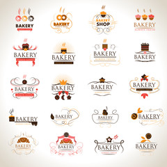 Bakery Icons Set - Isolated On Gray Background