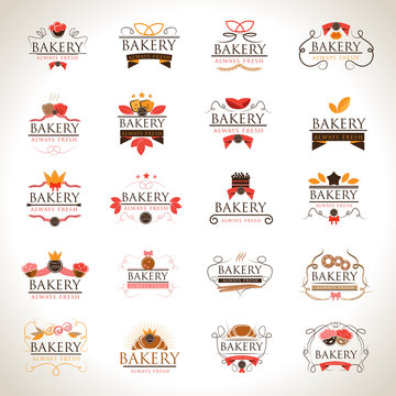 Bakery Icons Set - Isolated On Gray Background