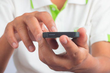 Man using smart phone