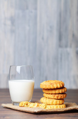 Small cookies and a glass of milk