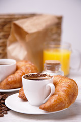 Continental breakfast with coffee and juice