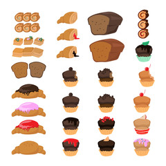 Bakery Icons Set - Isolated On White Background