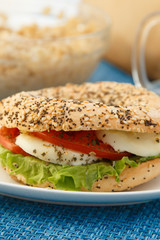 Vegeterian sandwich with sesame and poppy seed