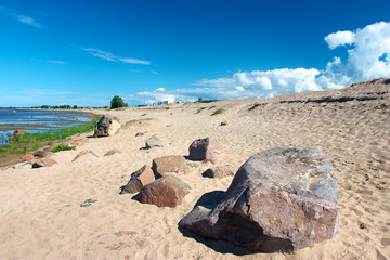 Sandy beach with rocks in Kalajoki
