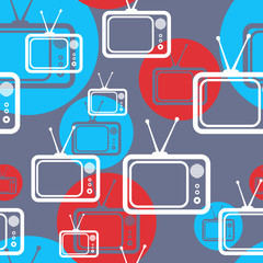 seamless background with tv icons